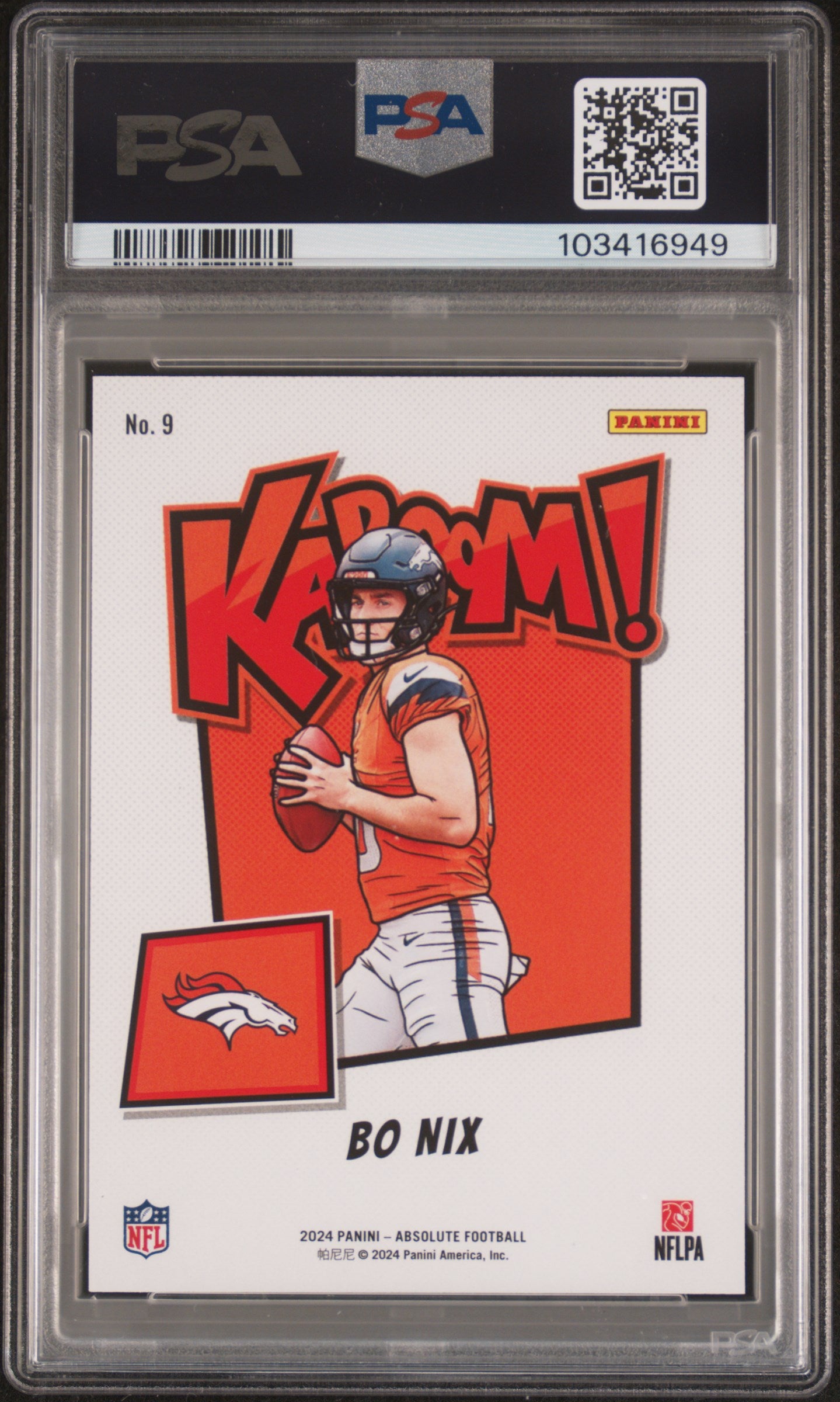 Bo Nix 2024 Panini Absolute Kaboom PSA 9 Mint 6949