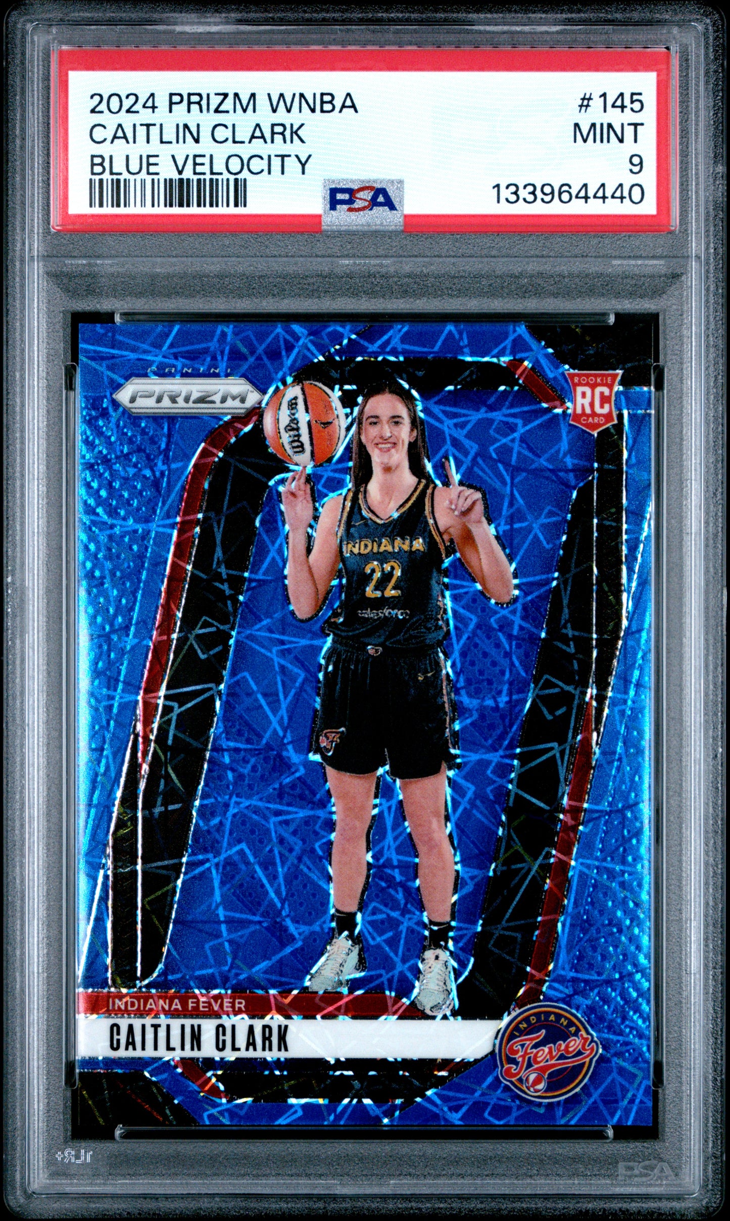 Caitlin Clark 2024 Panini Prizm WNBA Rookie Blue Velocity PSA 9 Mint