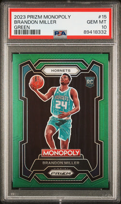 Brandon Miller 2023 Panini Prizm Monopoly #15 Green Prizm #12/24 PSA 10 Gem Mint