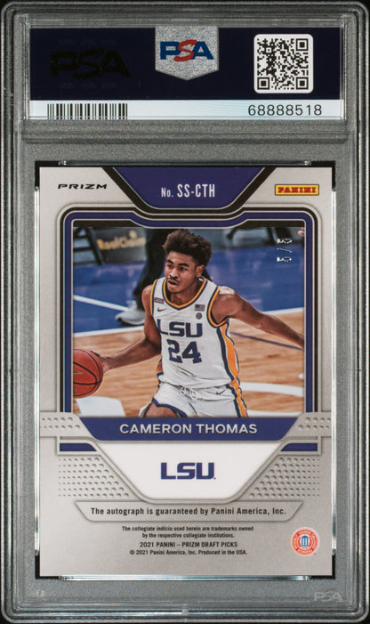 Cameron Thomas 2021 Panini Prizm Draft Picks Black Gold Auto #5/5 PSA 9 Auto 10