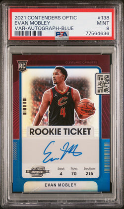 Evan Mobley 2021 Contenders Optic Variation Autograph Blue #24/35 PSA 9 Mint