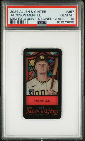 Jackson Merrill 2024 TOpps Allen and Ginter Mini Stained Glass #357 PSA 10 Gem Mint