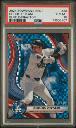 Shohei Ohtani 2024 Bowmans Best Blue X-Fractor #125/150 PSA 10 Gem Mint