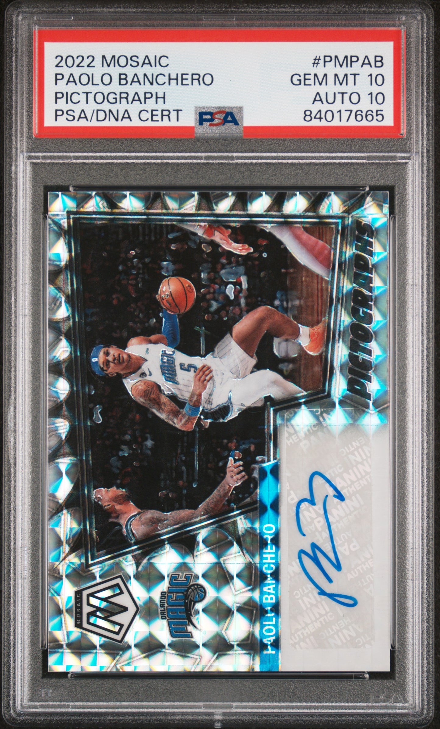 Paolo Banchero 2022 Panini Mosaic Pictograph Auto PSA 10 Auto 10