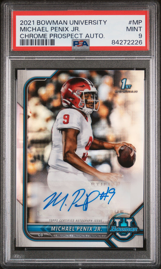 Michael Penix Jr. 2021 Bowman University Auto PSA 9 Mint