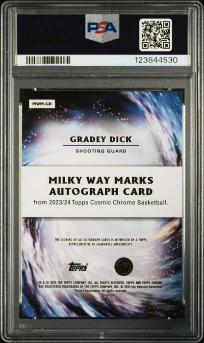 Gradey Dick 2023 Topps Chrome Cosmic Orange Galactic Auto #7/25 PSA 10 Auto 10