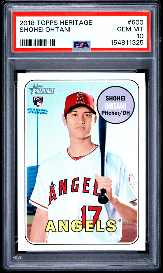 Shohei Ohtani 2018 Topps Heritage #600 Rookie PSA 10 Gem Mint 1325