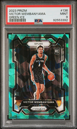 Victor Wembanyama 2023 Panini Prizm #136 Green Ice PSA 9 Mint 3392