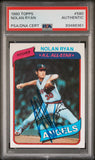 Nolan Ryan 1980 Topps #580 PSA Authentic Autograph