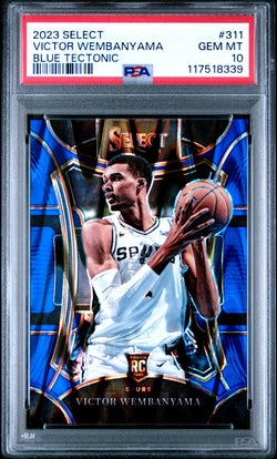 Victor Wembanyama 2023 Panini Select Rookie #311 Blue Tectonic #10/99 PSA 10 Gem Mint