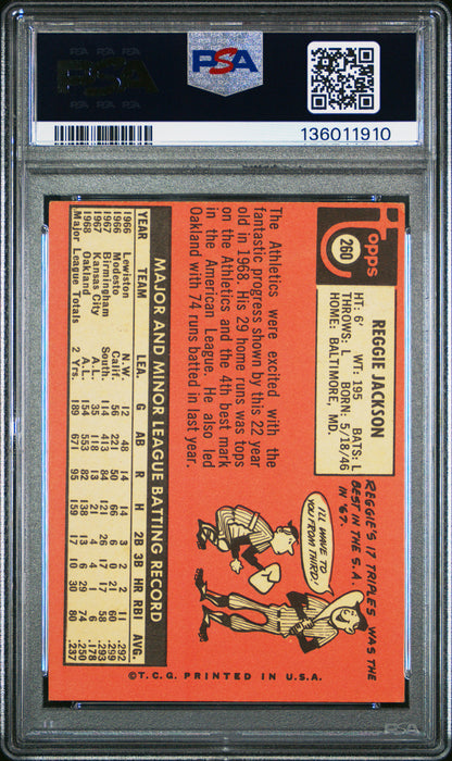 Reggie Jackson 1969 Topps Rookie #260 PSA 3 Very Good 1910