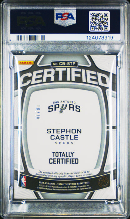 Stephon Castle 2024 Panini Totally Certified Baller Gold Patch #10/10 PSA 8 Nm-Mint