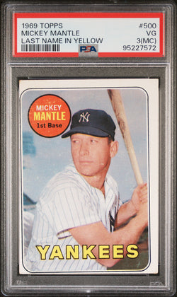 Mickey Mantle 1969 Topps #500 PSA 3 MC Very Good