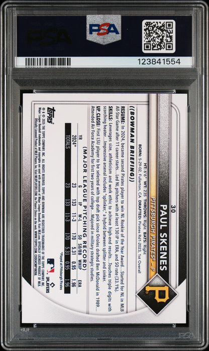Paul Skenes 2025 Bowman Red #30 PSA 8 Nm-Mint #4/5