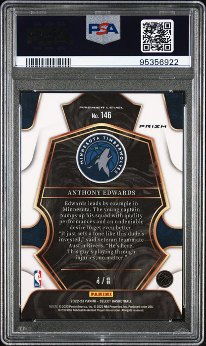 Anthony Edwards 2022 Panini Sect #146 Lucky Envelopes #4/8 PSA 9 Mint
