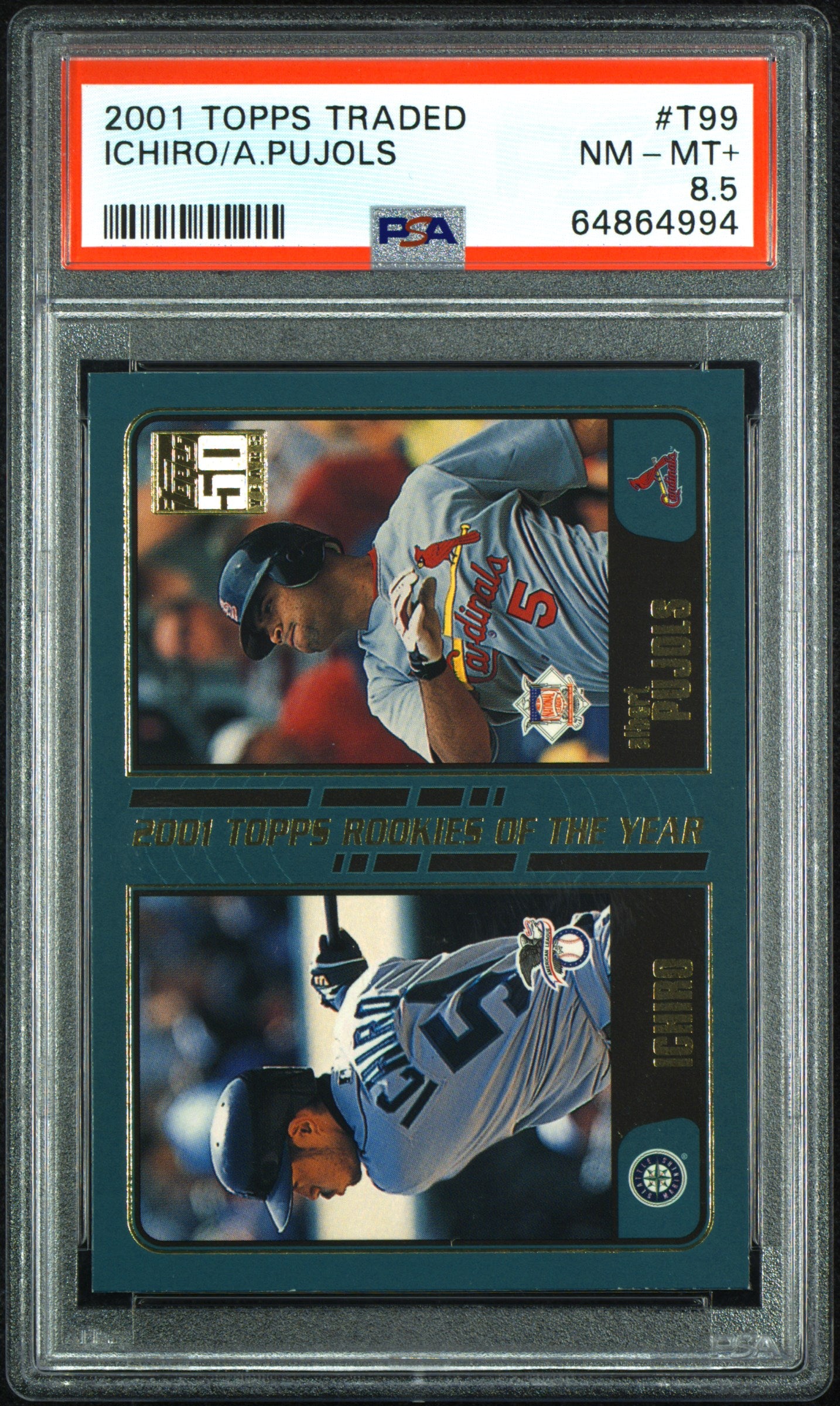 Albert Pujols/Ichiro Suzuki 2001 Topps Traded Rookie #T99 PSA 8.5 Nm-Mint+