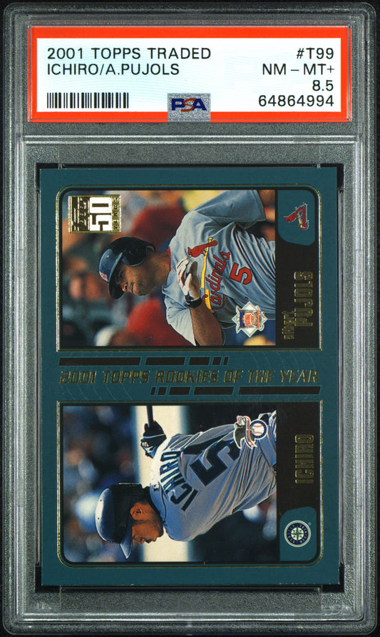 Albert Pujols/Ichiro Suzuki 2001 Topps Traded Rookie #T99 PSA 8.5 Nm-Mint+