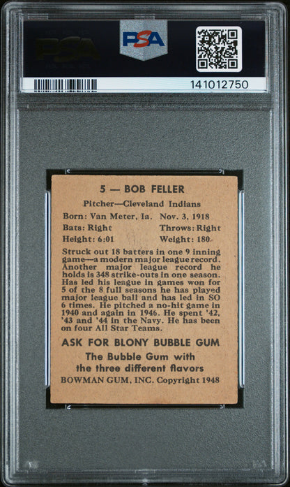 Bob Feller 1948 Bowman #5 PSA 4 Vg-Ex