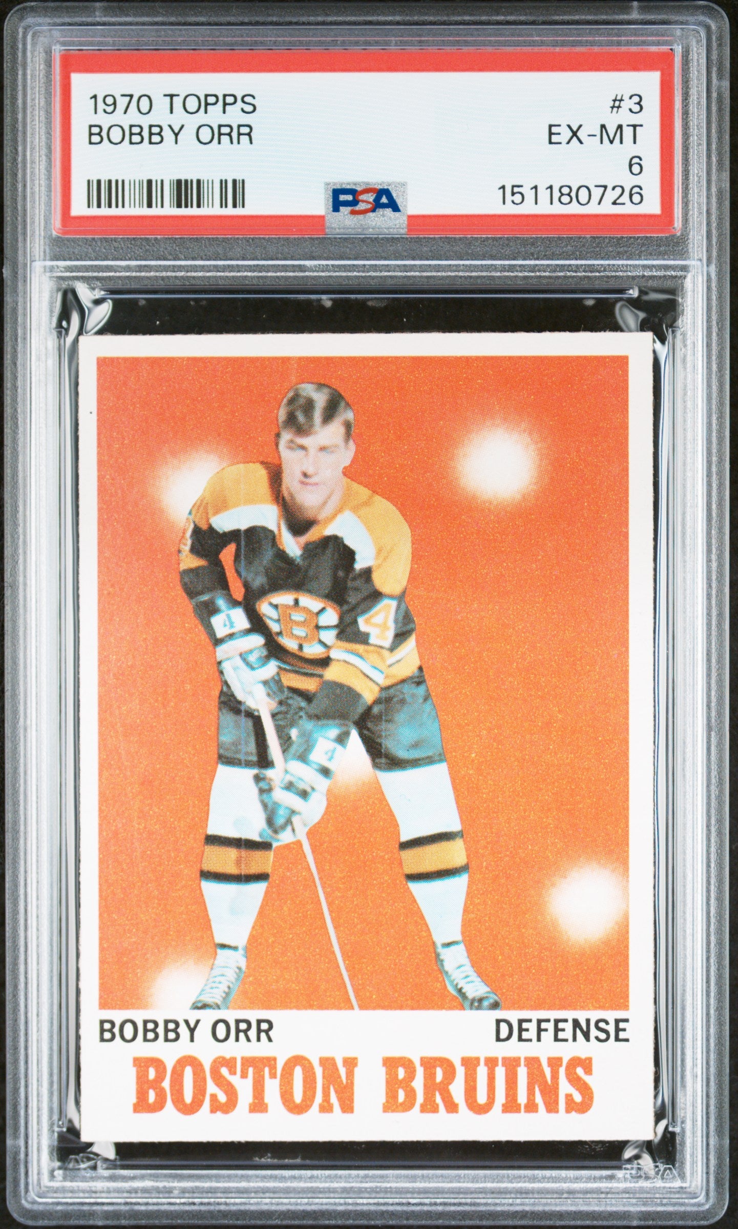 Bobby Orr 1970 Topps #3 PSA 6 Ex-Mint 0726