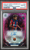 Lamine Yamal 2023 Topps Chrome Champions Pink Shimmer Auto #112/250 PSA 10 Gem Mint
