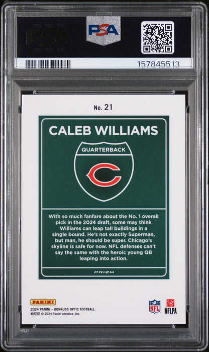 Caleb Williams 2024 Donruss Optic Downtown PSA 8 Nm-Mint