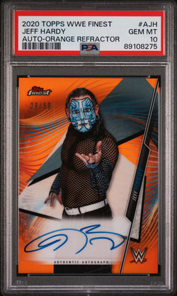 Jeff Hardy 2020 Topps WWE Finest Orange Refractor Auto #9/50 PSA 10 Gem Mint