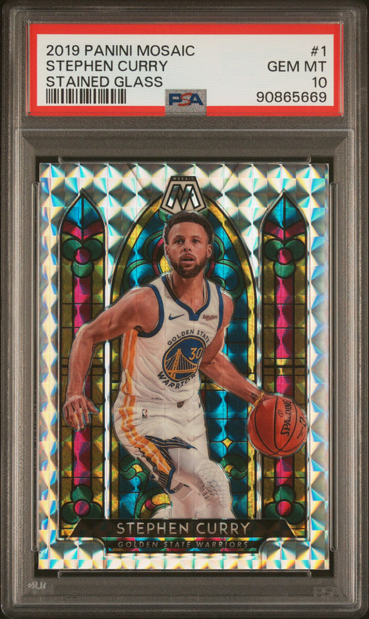 Stephen Curry 2019 Panini Mosaic Stained Glass PSA 10