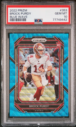 Brock Purdy 2022 Panini Prizm #353 Blue Wave #7/199 PSA 10 Gem Mint