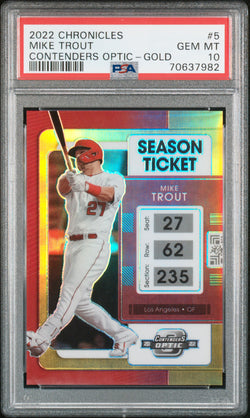 Mike Trout 2022 Panini Chronicles Contenders Optic Gold #10/10 PSA 10 Gem Mint