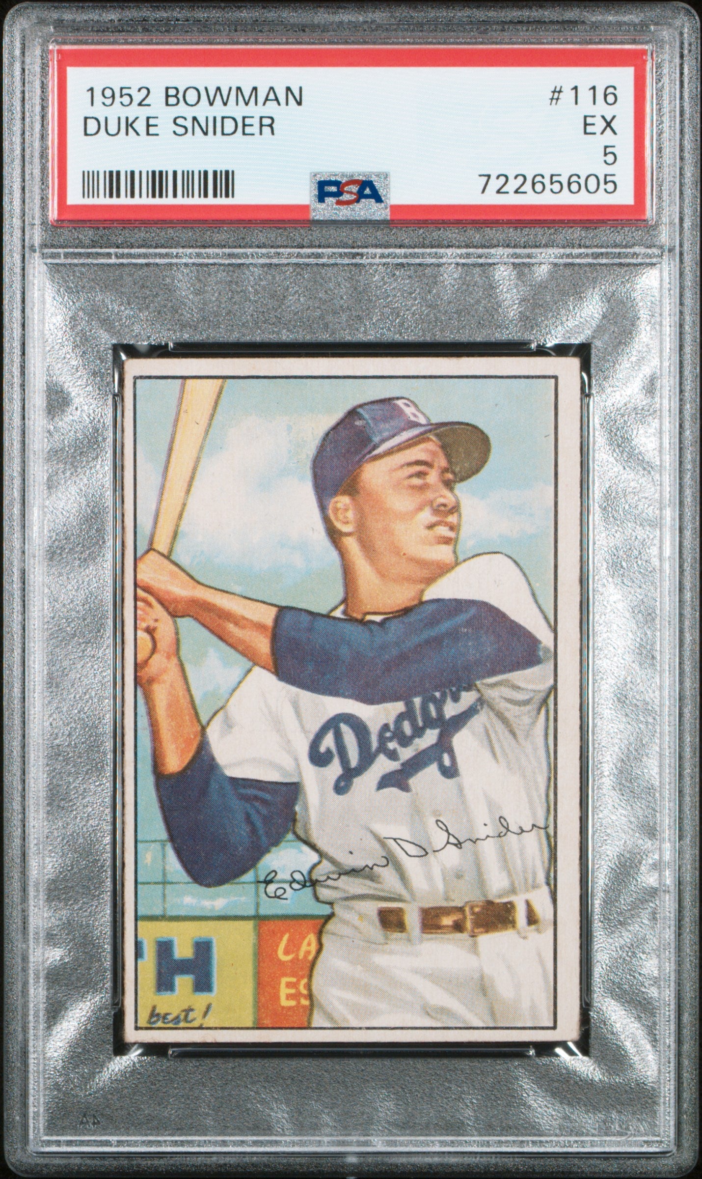 Duke Snider 1952 Bowman #116 PSA 5 EX