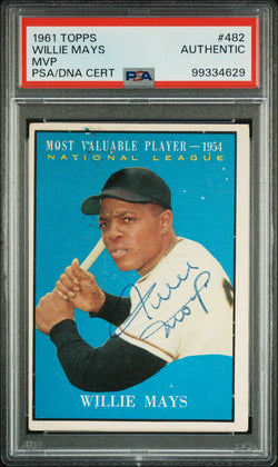 Willie Mays 1961 Topps MVP #482 Autograph PSA Auth