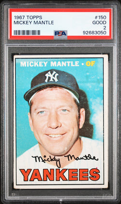 Mickey Mantle 1967 Topps #150 PSA 2 Good