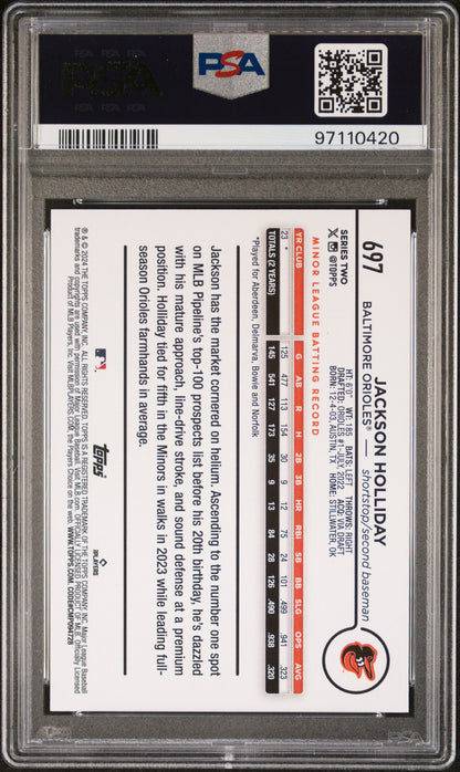 Jackson Holliday 2024 Topps #697 Fun Face White Scribble SP PSA 10 Gem Mint