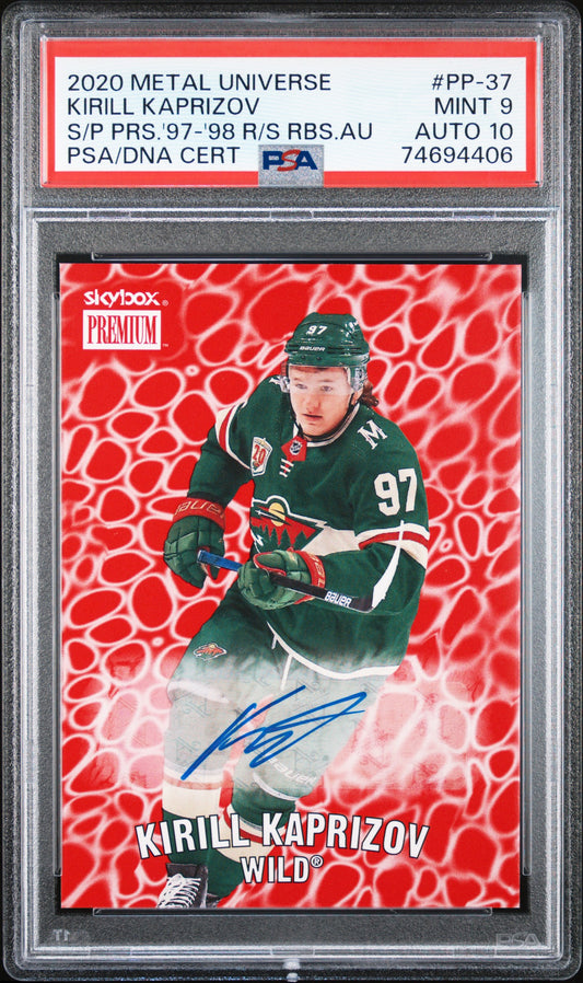 Kirill Kaprizov 2020 Metal Universe Star Rubies Auto PSA 9 Auto 10
