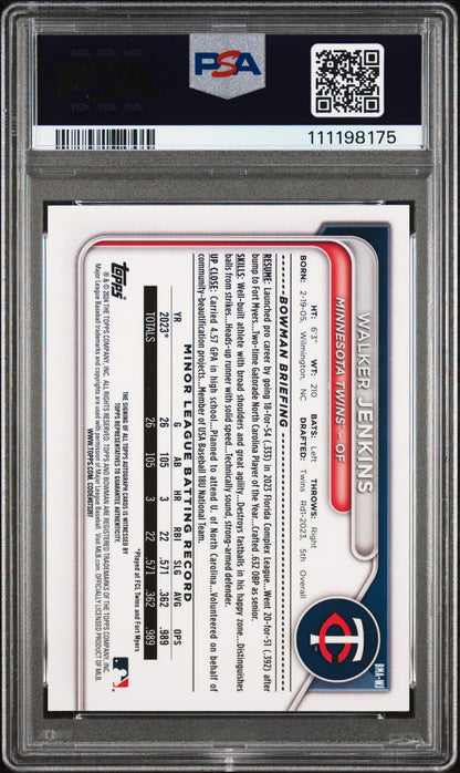 Walker Jenkins 2024 Bowman Chrome Mega Box Auto PSA 10 Auto 10