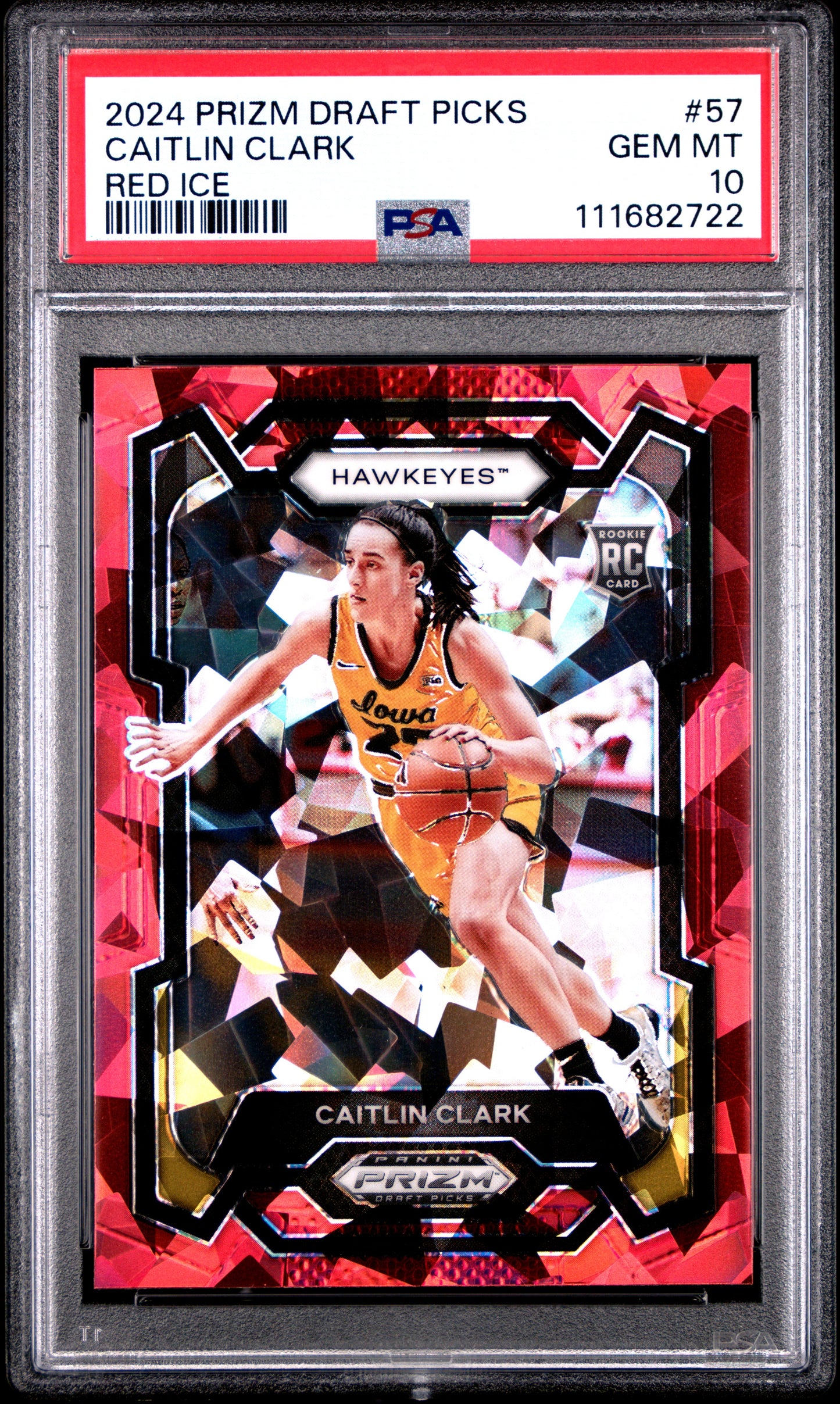Caitlin Clark 2024 Panini Prizm Draft #57 Red Ice PSA 10 Gem Mint
