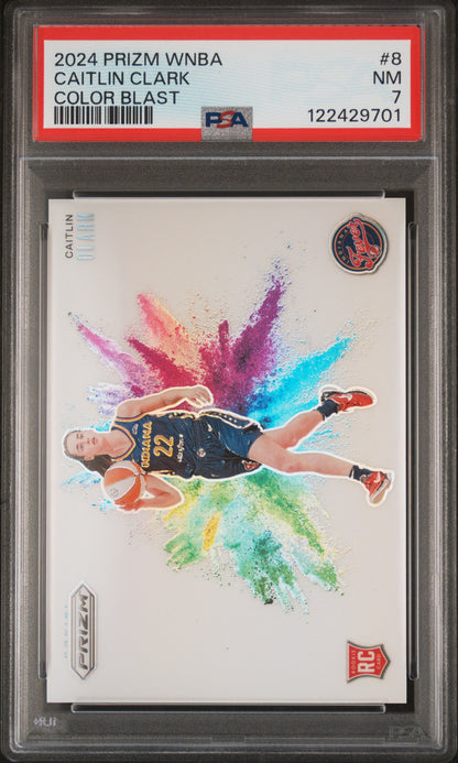 Caitlin Clark 2024 Panini Prizm WNBA Color Blast PSA 7 Near Mint
