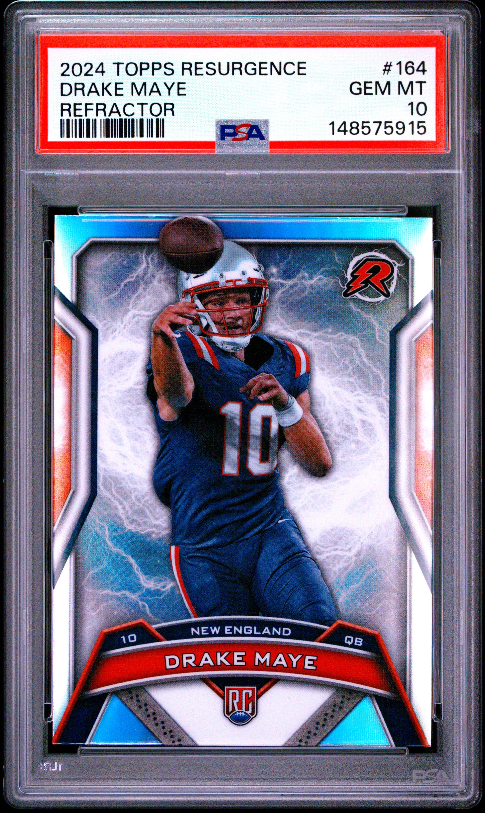 Drake Maye 2024 Topps Resurgance Rookie #164 Refractor PSA 10 Gem Mint
