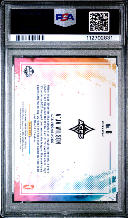 A'Ja Wilson 2024 Panini Prizm WNBA Color Blast PSA 8 Nm-Mint