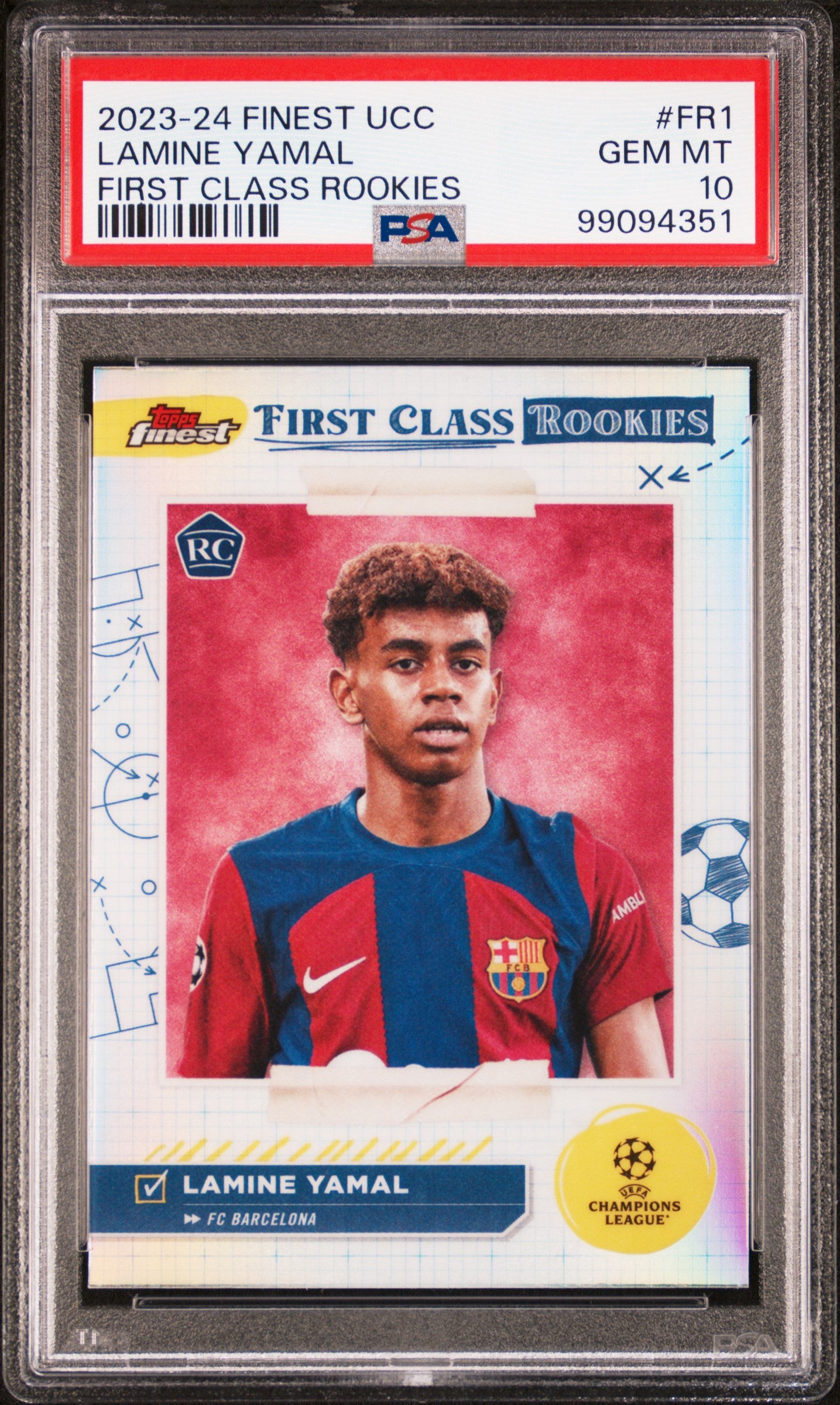 Lamine Yamal 2023 Topps Finest UCC First Class Rookies PSA 10 Gem Mint