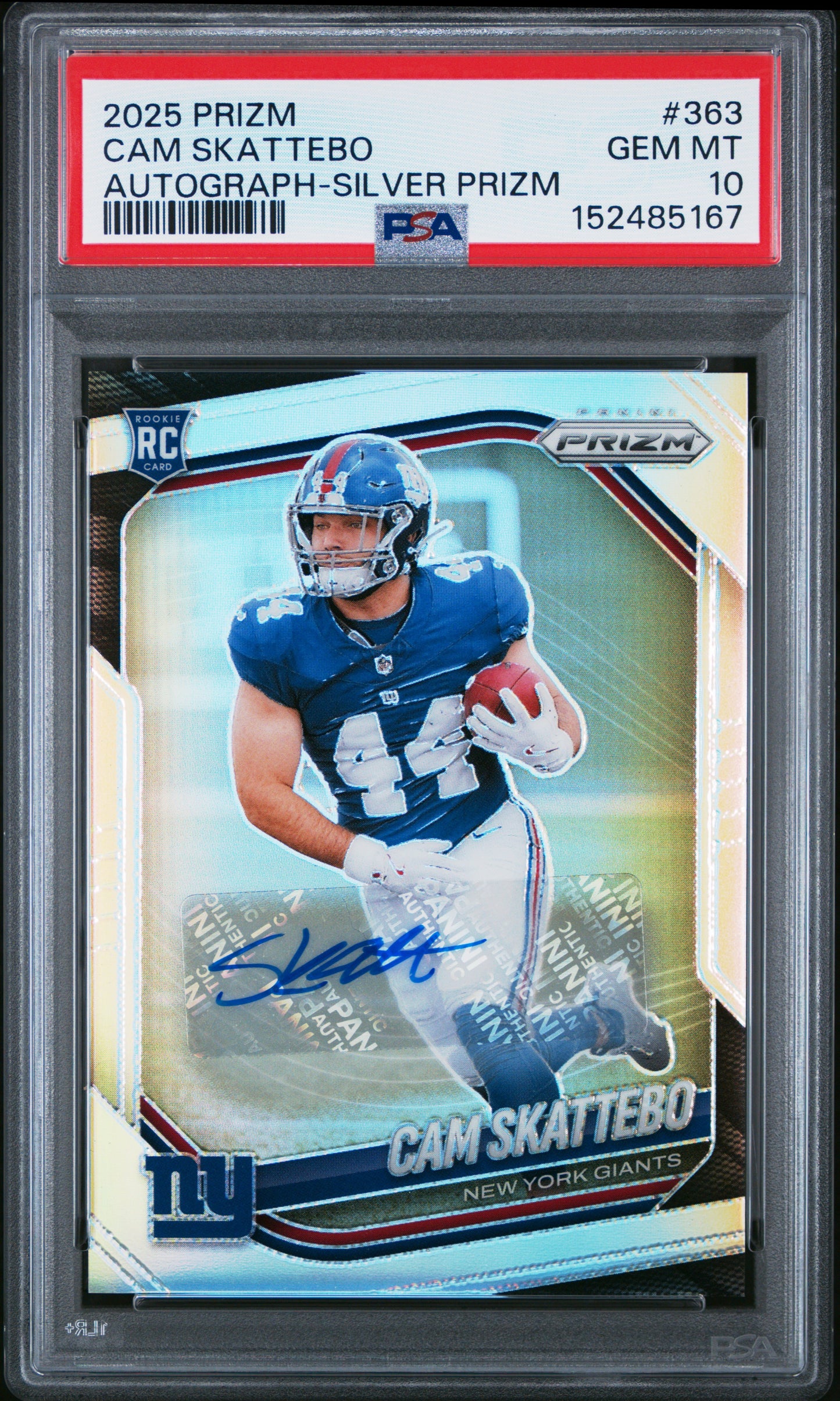 Cam Skattebo 2025 Panini Prizm Silver PRizm Auto PSA 10 Gem Mint