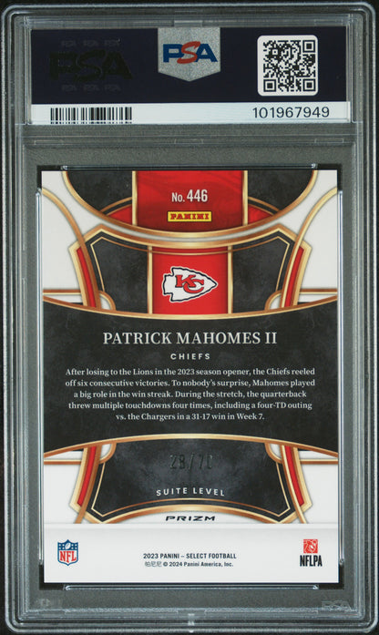 Patrick Mahomes 2023 Panini Select #446 Dragon Scale #28/70 PSA 10 Gem Mint