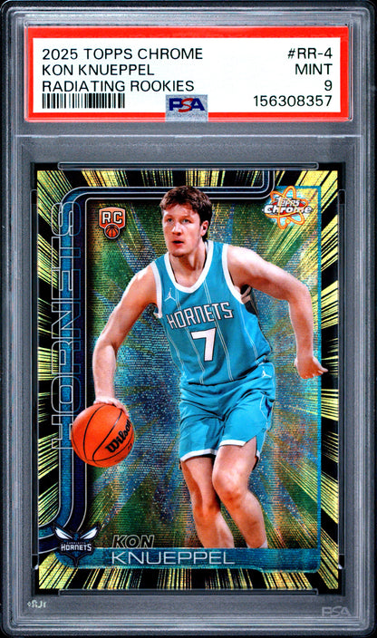 Kon Knueppel 2025 Topps Chrome Radiating Rookies PSA 9 Mint 8357