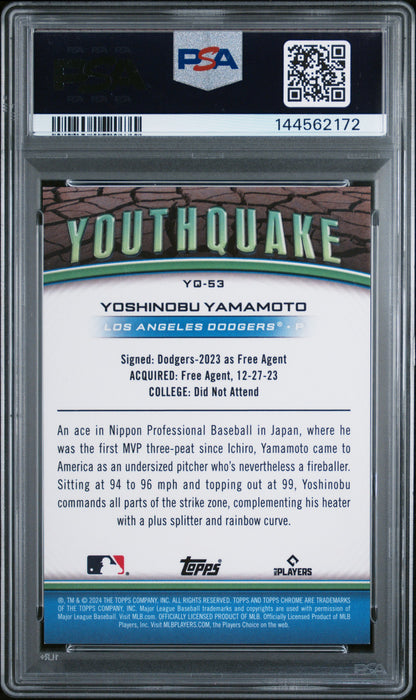 Yoshinobu Yamamoto 2024 Topps Chrome Youthquake Red Refractor #2/5 PSA 8 Nm-Mint