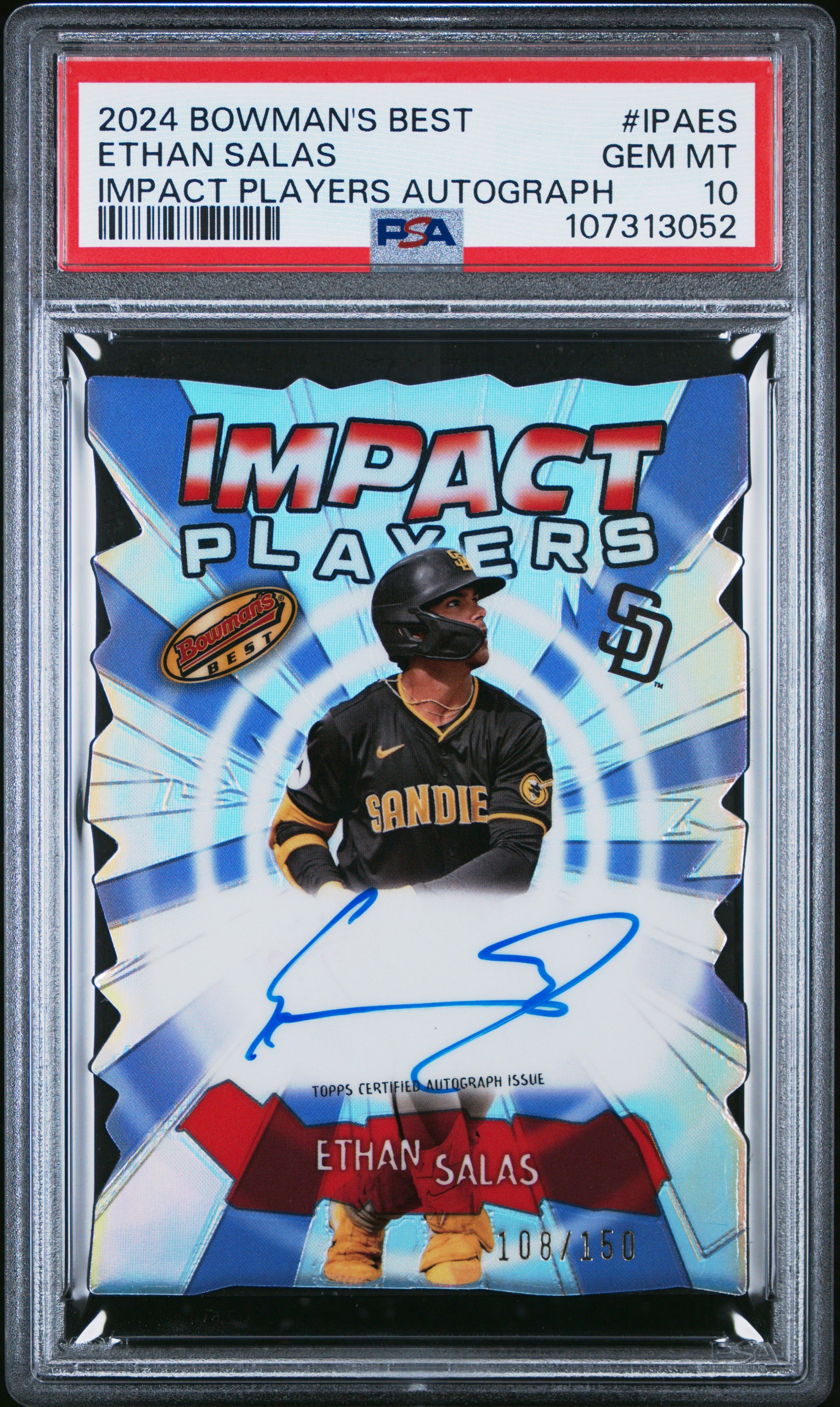 Ethan Salas 2024 Bowmans Best Impact Players Autograph PSA 10 Gem Mint