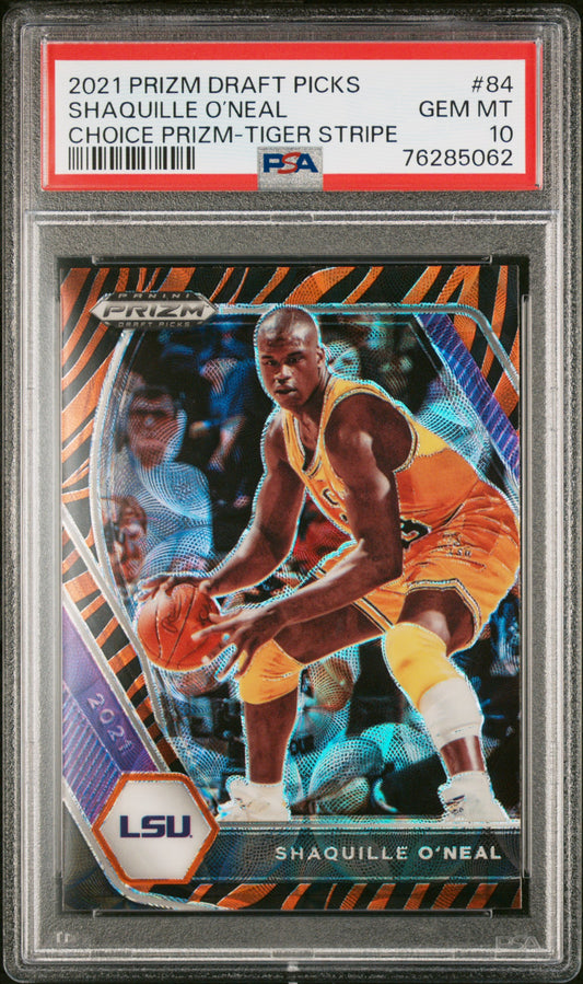 Shaquille O'Neal 2021 Panini Prizm Draft Picks Choice Tiger Stripe PSA 10 Gem Mint
