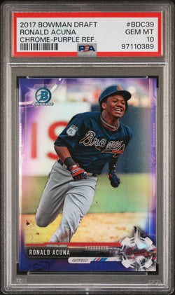 Ronald Acuna Jr. 2017 Bowman Chrome Draft Purple Refractor #107/250 PSA 10 Gem Mint