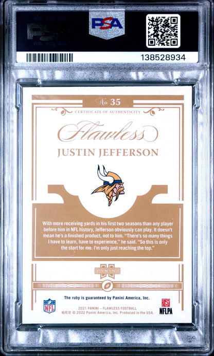 Justin Jefferson 2021 Panini Flawless Ruby #16/20 PSA 8 Nm-Mint