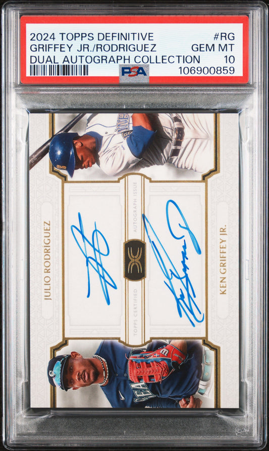 Ken Griffey Jr. + Julio Rodriguez 2024 Topps Definitive Dual Autograph #3/35 PSA 10 Gem Mint