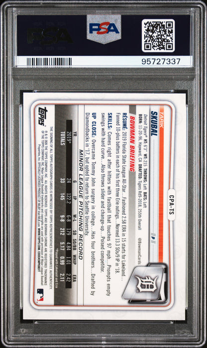 Tarik Skubal 2020 Bowman Chrome Orange Refractor Auto #22/25 PSA 9 Mint
